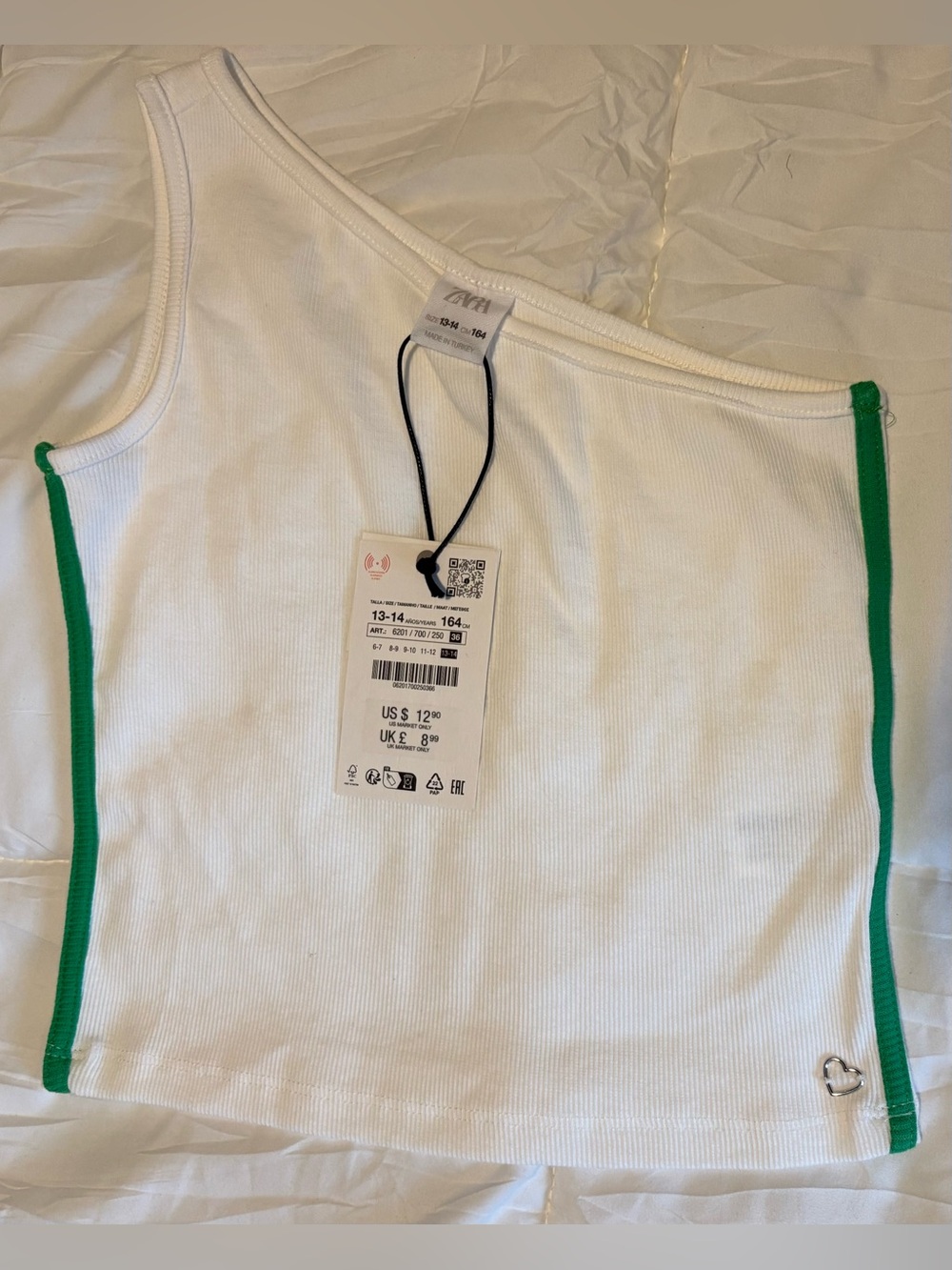 ZARA Asymmetrical One-Shoulder Crop Top Girls & Teenagers, Size 13-14 Years - Picture 15 of 17